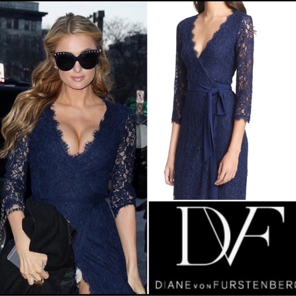 Diane Von Furstenberg Julianna Navy Lace Maxi Dress - NWT - Picture 1 of 7
